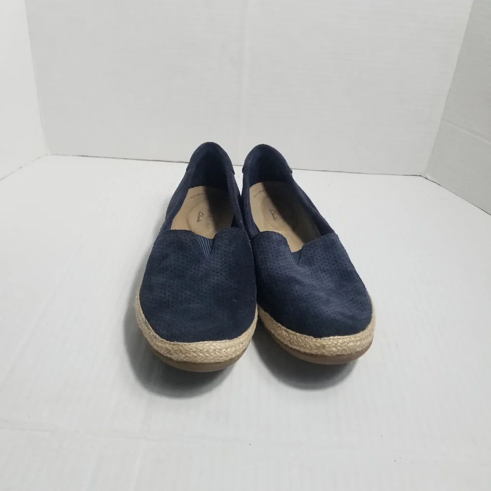 CLARKS COLLECTIONS WOMEN'S NAVY ESPADRILLES SIZE 8.5